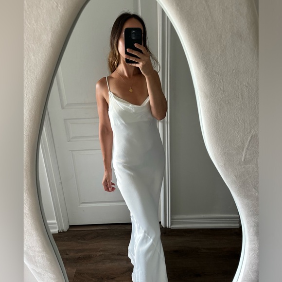 Zara white cowl neck silky slip dress - Picture 5 of 7